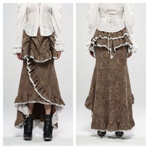 Punk Rave Steampunk Gothic high low skirt‎ Size S Renaissance prairie whimsical